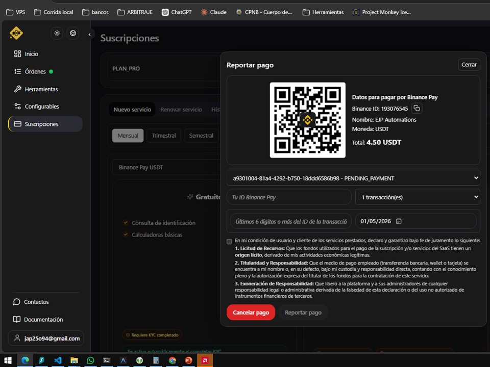 Pagos cripto con verificación inmediata